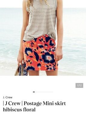 J. CREW Coral Floral A-Line Mini Skirt, Size 0